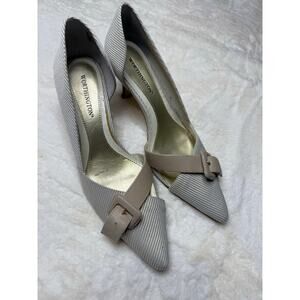 Worthington Pointed Toe Heels Neutral Taupe & Gray Buckle Kitten Heels Size 8